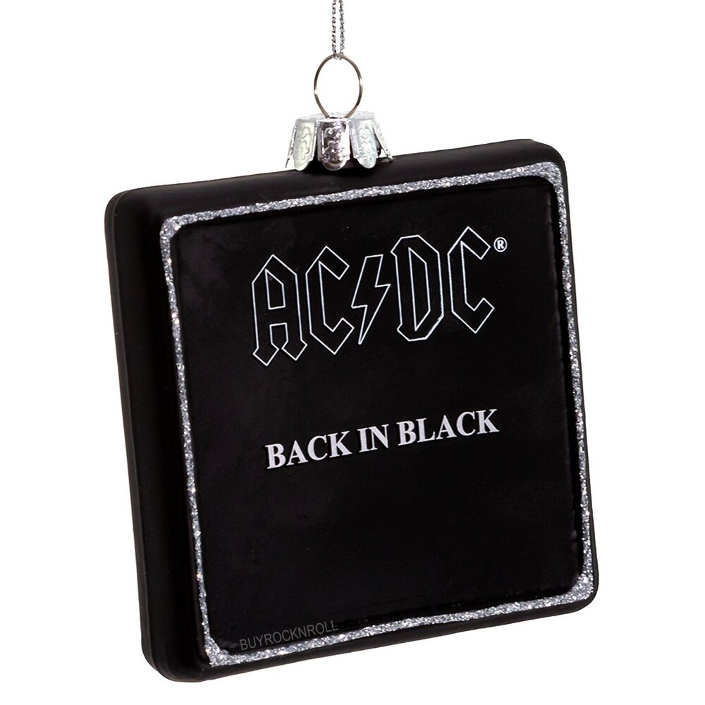 AC/DC 2020 Kurt Adler Glass Back In Black Album 3.5" Christmas Ornament AC4212